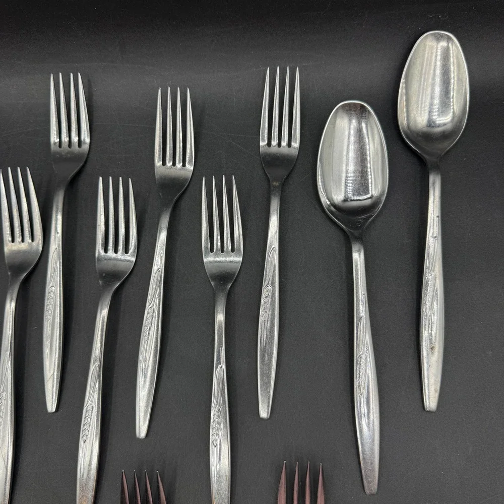 Vintage Prudential Flatware Set Silverware Japan Wheat Pattern MCM 22 Piece Set